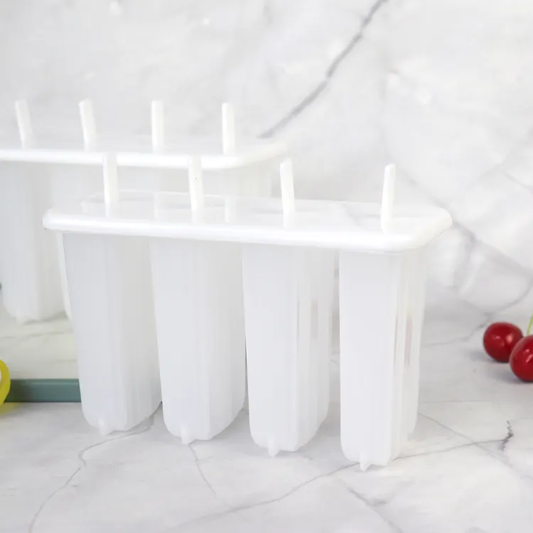 Molde de plástico para sorvete com capa 4 em 1, molde de plástico do tipo faça você mesmo com vara