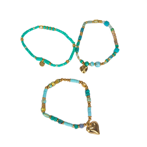 Fashion <b>Beaded</b> <b>Bracelets</b> Set 316L Stainless Steel PVD <b>Gold</b> Plating Sustainable Resistant Jewelry for Women Gift - Product Image 2