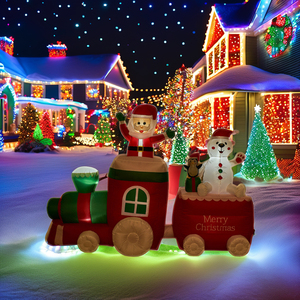 Meilleures ventes, directement de l'usine, décoration de Noël géante gonflable en forme de train de Noël, ours Père Noël, 7 pieds - Product Image 6