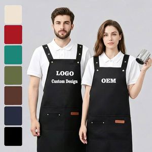 New Style Canvas Sleeveless Waterproof Oilproof <b>Kitchen</b> <b>Aprons</b> for Cooking Work Gardening Restaurants Custom Logo Printing Food - Product Image 1