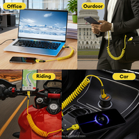 Câble compact 4 en 1 avec fonction de rétraction automatique, charge rapide 60W, chargeur multi-appareils, câble peu encombrant