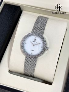 Women's wristwatch with simple and exclusive mother-of-pearl <b>face</b> and mesh strap, water-resistant - Product Image 6