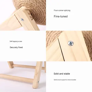 Papan garuk kucing kayu tahan lama, cakar kelinci Gerinda tali rami panjat kucing papan garuk pohon kucing hewan peliharaan - Product Image 4