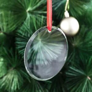 Atacado de alta qualidade K9 branco cristal ornamento 80mm rodada k9 vidro do ornamento do natal enfeites de natal de vidro Transparente
