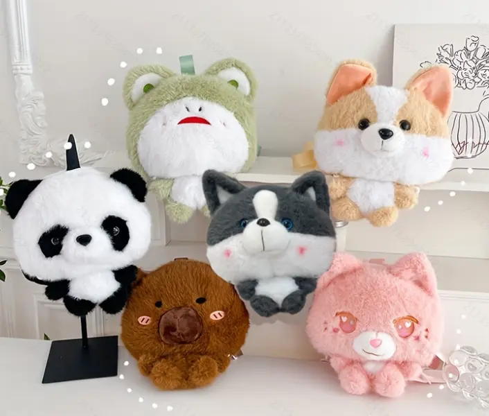 CE CPC plush bag for children toys Stuffed Animal for Kids plush bag panda fox frog capybara dog plush toys