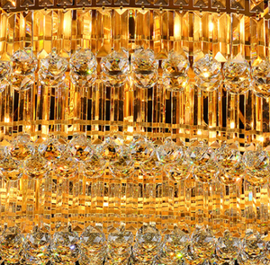 Lámpara de araña de lujo sala de estar hotel de lujo redondo oro de lujo LED Luz de techo de cristal - Product Image 3