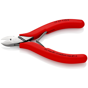 Cortador Diagonal para Electrónica KNIPEX 77 21 115 N con Junta de Transición y Revestimiento Plástico Antideslizante de 115 mm, Hecho en Alemania - Product Image 2