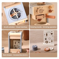 Nouvelle machine à café en bois pour enfants, jouet de jeu de rôle multifonctionnel, mini cuisine éducative précoce, 5-7 ans, unisexe, rose