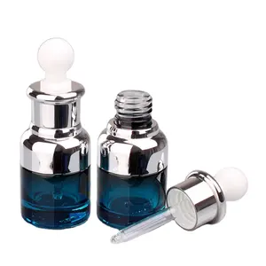 Cosmetic Packaging 20ml Thick Glass Dropper Bottles Blue Refillable Essential oil Bottle