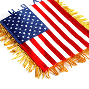 Chất Lượng Cao Biểu Ngữ Bất Kỳ Màu Sắc Kích Thước Đôi Bông Vải Lanh Vải Mặt Satin Vải Vàng Rìa Treo Cờ - Product Image 2