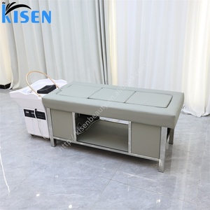 Kisen Professional Head Spa Equipment Shampoo <b>Bed</b> with Sauna Massage Table 60L Water tank Heater Led Light Mobile Machine - Product Image 4