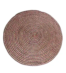 ジャイプールラグジュートとシーグラスベージュとブラウンの長方形ナチュラルスタイルソリッドパターン手織りエリアラグとカーペット