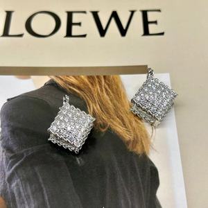 Geometric <b>Stud</b> <b>Earrings</b> Gold And Silver Micro Insert Zircon Double Sided Rhombus Party Jewelry - Product Image 4