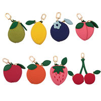 Porte-monnaie Écologique en Cuir PU Motif Fraise, Citron, Pomme, Pendentif Clé, Accessoires d'Anniversaire – Qualité Usine Fiable