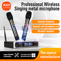 Microphone dynamique sans fil UHF professionnel double métal-plastique avec connecteur XLR portable pour karaoké à domicile et conférences