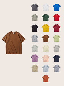 Camiseta Clásica de Algodón Lisa y Holgada al por Mayor, Camiseta de Gran Gramaje en Varios Colores, con Logotipo Personalizado con Impresión Puff, Camiseta para Hombre - Product Image 3