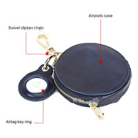 Avec Air Tracker Tag Location Tracker Leather Zipper Women's Coin Purse Multifunctional Travel and Outdoor Keychain Bag