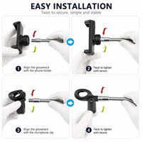 Connecteur flexible en acier inoxydable pour lampes LED, supports de microphone et supports d'appareils, livré en sac