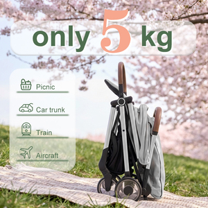 Poussette de voyage avec fonction de pliage à une main, design léger, pliage compact et réglage sur 3 niveaux, poussettes pour bébés - Product Image 2