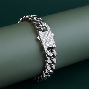 Nueva Pulsera de Cadena de Acero Inoxidable Clásica para Hombre y Mujer, Estilo Cubano, con Cierre Iced, Regalo de Joyería de Moda - Product Image 1