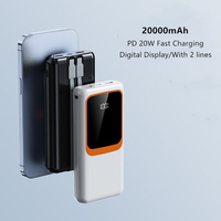OEM Logo 20000Mah Power Bank PD20W Carga rápida Cable tipo C incorporado 20000mAh Gran capacidad PB51