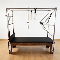 Machine de Pilates Cadillac Écologique et Portable en Bois de Noyer Durable, Réglable pour Entraînement Complet du Corps
