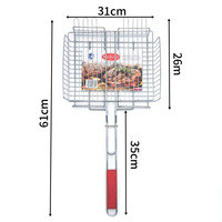 Outils de barbecue pliants d'extérieur avec pince à mailles détachable Manche en bois épaissi pour légumes grillés Poisson et steak pour barbecue