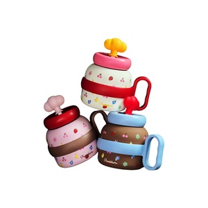 <span class=keywords><strong>Taza</strong></span> de paja de gran capacidad de alta apariencia, una linda olla interior de cerámica, tapa de manija portátil, para niñas - Product Image 1