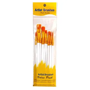 Ensemble de pinceaux professionnels pour artistes, 10 pièces, poils en <span class=keywords><strong>nylon</strong></span>, manche en plastique, pour peinture à l'huile et à l'aquarelle - Product Image 4