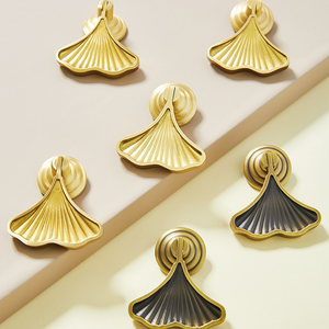 Maniglia in ottone Ginkgo, stile retrò cinese, per armadio, cassettiera, comò, <span class=keywords><strong>cucina</strong></span>, in bronzo, moderna, semplice, dorata, media, anticata - Product Image 2
