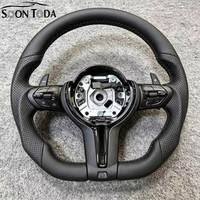 Volant pour BMW Série F 335i F30 F20 F48 M3 F80 F25 E90 E87 X5 E70 F01 F10 Noir Perforé en Cuir Plein Accessoires Auto