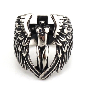 Anillo de alas de Ángel guardián roto de Plata de Ley 925 vintage con pluma para personalidades y regalos de fiesta - Product Image 2