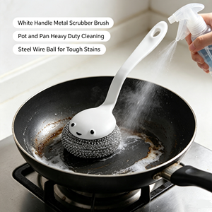Stainless Steel Cleaning <b>Brush</b> Long Handle <b>Scrub</b> <b>Brush</b> Replaceable Head Non Scratch Kitchen Scrubber for Pots and Pans - Product Image 5