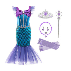ชุดเจ้าหญิงนางเงือกสำหรับเด็กผู้หญิง,ชุดคอสเพลย์แอเรียลสำหรับงานเลี้ยงฮาโลวีนชุดเดรสเด็กผู้หญิงชุดไม้คฑามงกุฎ - Product Image 2