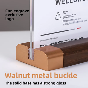 Exhibidor de Tarjetas de Menú Vertical en Forma de T, de Acrílico y Madera de Nogal, con Base para Tarjetas de Menú A4 y Publicidad - Product Image 2