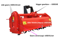 Mesin Pengolah Tanah Rotary Tiller 3 Titik Hitch PTO Drive dengan Gearbox Heavy Duty, Lebar Kerja 200CM, untuk Kultivator 60-65HP