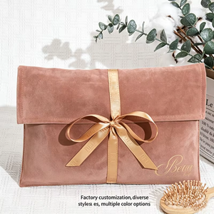 Wholesale Flap Velvet <b>Gift</b> Pouches Bow Closure Suede <b>Envelope</b> Dust Bag with Custom Logo for Jewelry Cosmetic Souvenir Packaging - Product Image 3