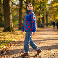 Veste polaire chaude coupe-vent à col montant zippé imprimé floral écologique pour femme, grande taille, en velours, idéale pour la course et le sport