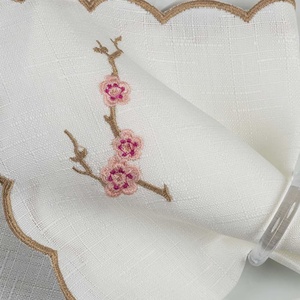 Customized Embroidered Pattern Pure Natrual <b>Table</b> <b>Linen</b> Napkins Hotel Home Dinner Cotton <b>Linen</b> Placemat for Wedding - Product Image 3