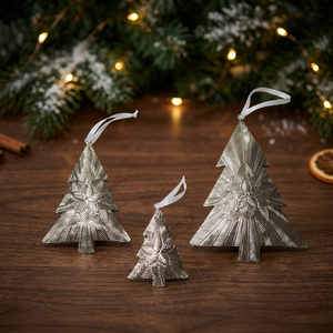 Handcrafted Metal Christmas Tree <b>Ornaments</b> Set Hanging Decor Art Deco Design Single-piece Package Vertical Birthday <b>Easter</b> - Product Image 2