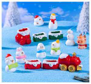 Figura de resina tren ciervo caballo mecedora muñeco de nieve Navidad recuerdo temático ornamento Mini escultura 3D pequeño juguete en miniatura al por mayor - Product Image 4