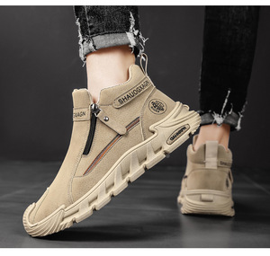 Chaussures décontractées montantes à fermeture éclair latérale, en daim, à semelle épaisse antidérapante, à enfiler, pour la marche quotidienne en extérieur - Product Image 6