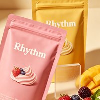 Sachets personnalisés en PE de qualité alimentaire avec fermeture éclair pour bonbons aux fruits lyophilisés (ananas, pêche, fraise, citron, mangue)