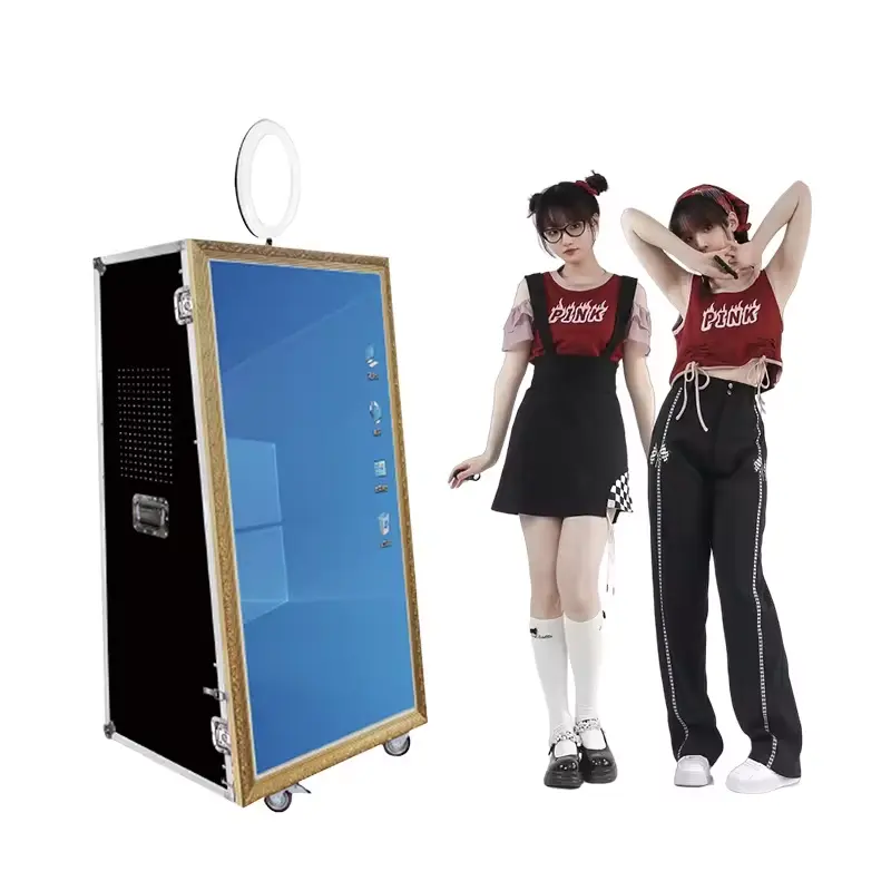 2024 digitale di vendita calda specchio foto Booth tessuto elasticizzato copri specchio foto cabina Profesional illuminare