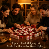 Ensemble de Mahjong Américain de Luxe Moderne à 4 Couches en Acrylique, Tuiles à Motifs Floraux, Jeu Complet Fait Main, Durable, Personnalisé, OEM, ODM, Cadeau