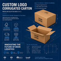Boîte d'emballage pour livres en carton ondulé kraft imprimée sur mesure, boîte d'expédition fiable pour la livraison de médias, pour librairie et e-commerce