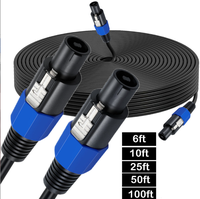 Câble de haut-parleur professionnel de 10 pieds, 12 AWG, cordon de raccordement, amplificateur audio DJ PA, câble Speakon vers Speakon