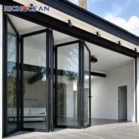 Portes pliantes en aluminium résistantes aux ouragans RICHOCEAN Florida, minimalistes, résistantes aux intempéries, triple vitrage, porte pliante à double battant