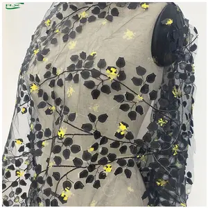 Tùy Chỉnh Bán Buôn Chất Lượng Cao Sang Trọng Polyester 3D Thêu Lưới Vải Cho Dresses
