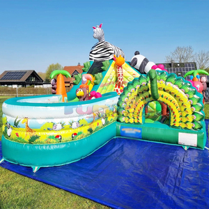Aire de jeux gonflable <b>large</b> kids bouncy castle with <b>slide</b> combo bouncer inflatable jungle fun park - Product Image 1
